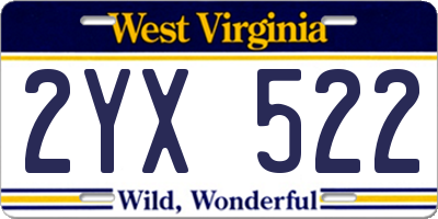 WV license plate 2YX522