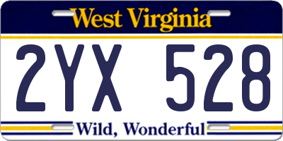 WV license plate 2YX528