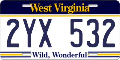 WV license plate 2YX532