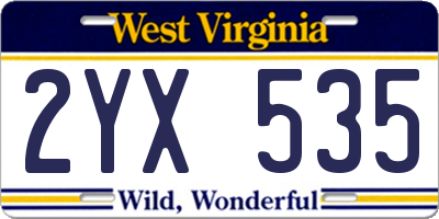 WV license plate 2YX535