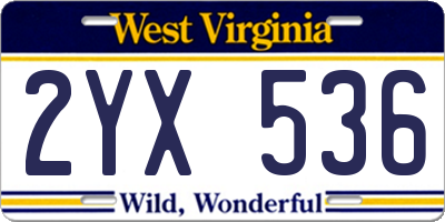 WV license plate 2YX536