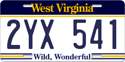 WV license plate 2YX541