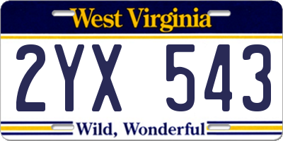 WV license plate 2YX543