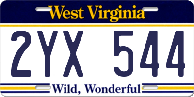 WV license plate 2YX544