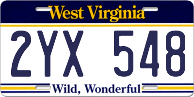 WV license plate 2YX548