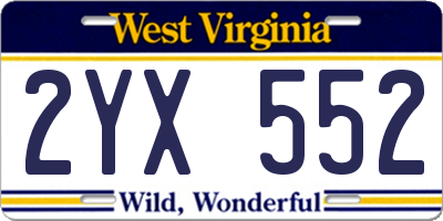 WV license plate 2YX552
