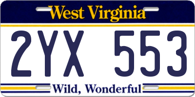 WV license plate 2YX553