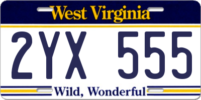 WV license plate 2YX555