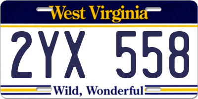 WV license plate 2YX558