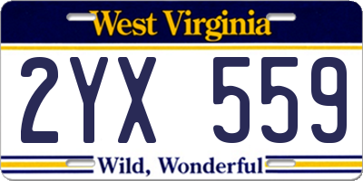 WV license plate 2YX559