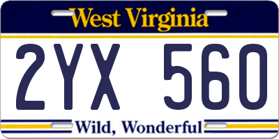 WV license plate 2YX560