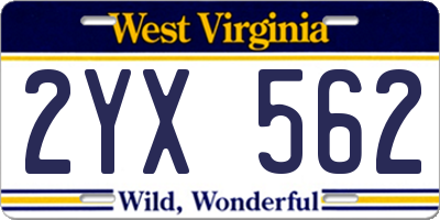 WV license plate 2YX562