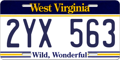 WV license plate 2YX563