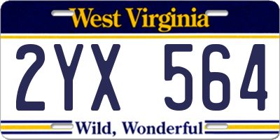 WV license plate 2YX564