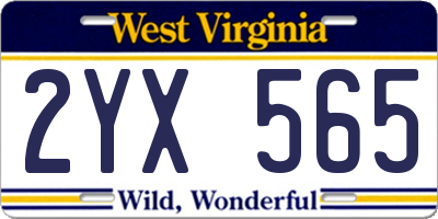 WV license plate 2YX565