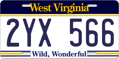 WV license plate 2YX566