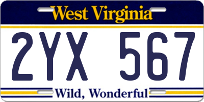 WV license plate 2YX567