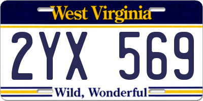 WV license plate 2YX569