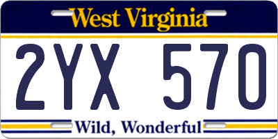 WV license plate 2YX570