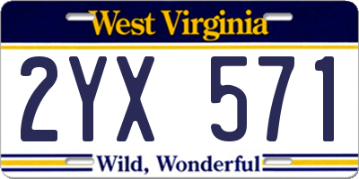 WV license plate 2YX571