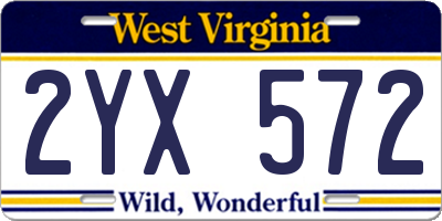 WV license plate 2YX572