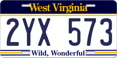 WV license plate 2YX573