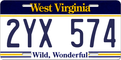 WV license plate 2YX574