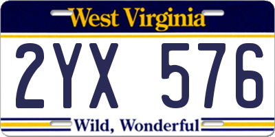 WV license plate 2YX576