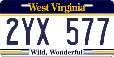 WV license plate 2YX577