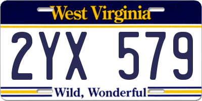 WV license plate 2YX579