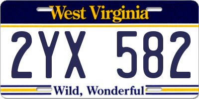 WV license plate 2YX582