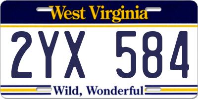 WV license plate 2YX584
