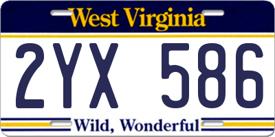 WV license plate 2YX586