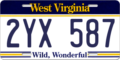 WV license plate 2YX587
