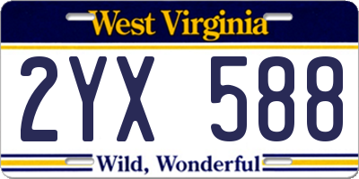 WV license plate 2YX588