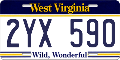 WV license plate 2YX590