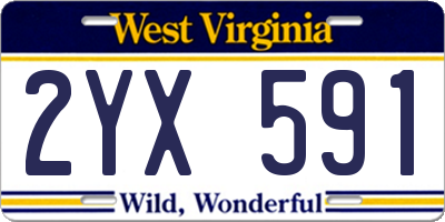 WV license plate 2YX591