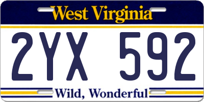 WV license plate 2YX592