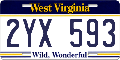 WV license plate 2YX593
