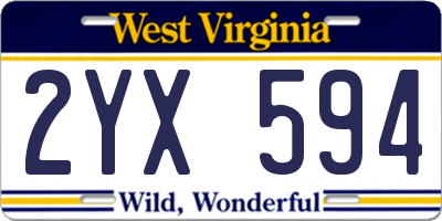WV license plate 2YX594