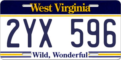 WV license plate 2YX596