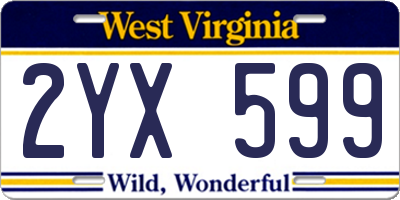 WV license plate 2YX599