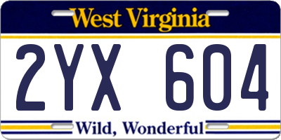 WV license plate 2YX604
