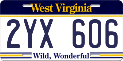 WV license plate 2YX606