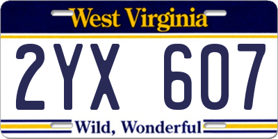 WV license plate 2YX607