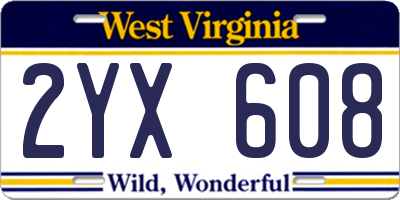 WV license plate 2YX608