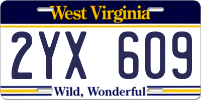 WV license plate 2YX609
