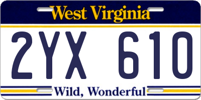 WV license plate 2YX610