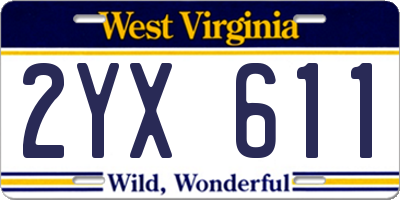 WV license plate 2YX611