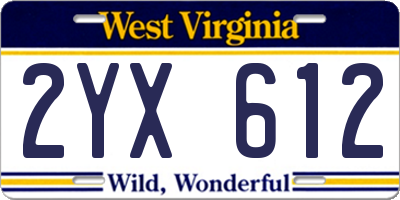 WV license plate 2YX612